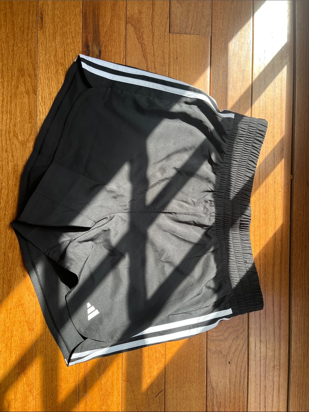 adidas Black Athletic Shorts with White Stripes